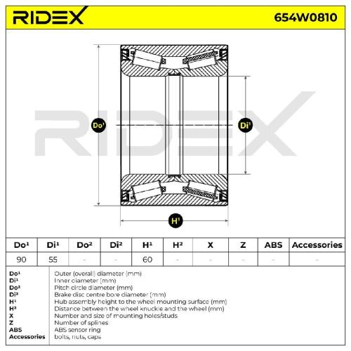 RIDEX 654W0810 Radlagersatz pro 1 Rad Hinten beidseitig für IVECO 42558516 Bild RIDEX 654W0810 Radlagersatz pro 1 Rad Hinten beidseitig für IVECO 42558516