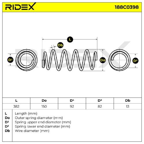 RIDEX 188C0398 2x Federn Fahrwerksfedern Vorne passend für PEUGEOT 308 SW I Bild RIDEX 188C0398 2x Federn Fahrwerksfedern Vorne passend für PEUGEOT 308 SW I