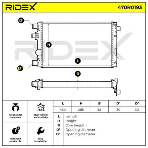 RIDEX 470R0193 Motorkühler / Wasserkühler für FIAT Seicento / 600 Schrägheck Bild RIDEX 470R0193 Motorkühler / Wasserkühler für FIAT Seicento / 600 Schrägheck