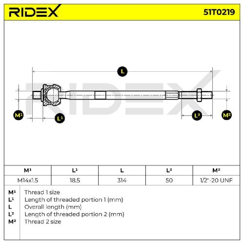 RIDEX Axialgelenk Spurstange Vorne beidseitig für FORD KA (RB) Bild RIDEX Axialgelenk Spurstange Vorne beidseitig für FORD KA (RB)