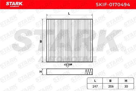 STARK SKIF-0170494 Innenraumfilter Pollenfilter Höhe: 30 Breite: 206 Länge: 247 Bild STARK SKIF-0170494 Innenraumfilter Pollenfilter Höhe: 30 Breite: 206 Länge: 247