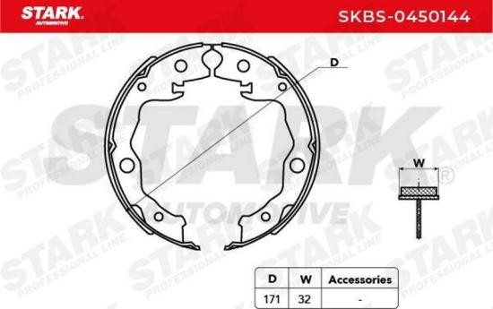 STARK Bremsbacken Satz für Trommelbremse Hinten für NISSAN SKBS-0450144 Bild STARK Bremsbacken Satz für Trommelbremse Hinten für NISSAN SKBS-0450144