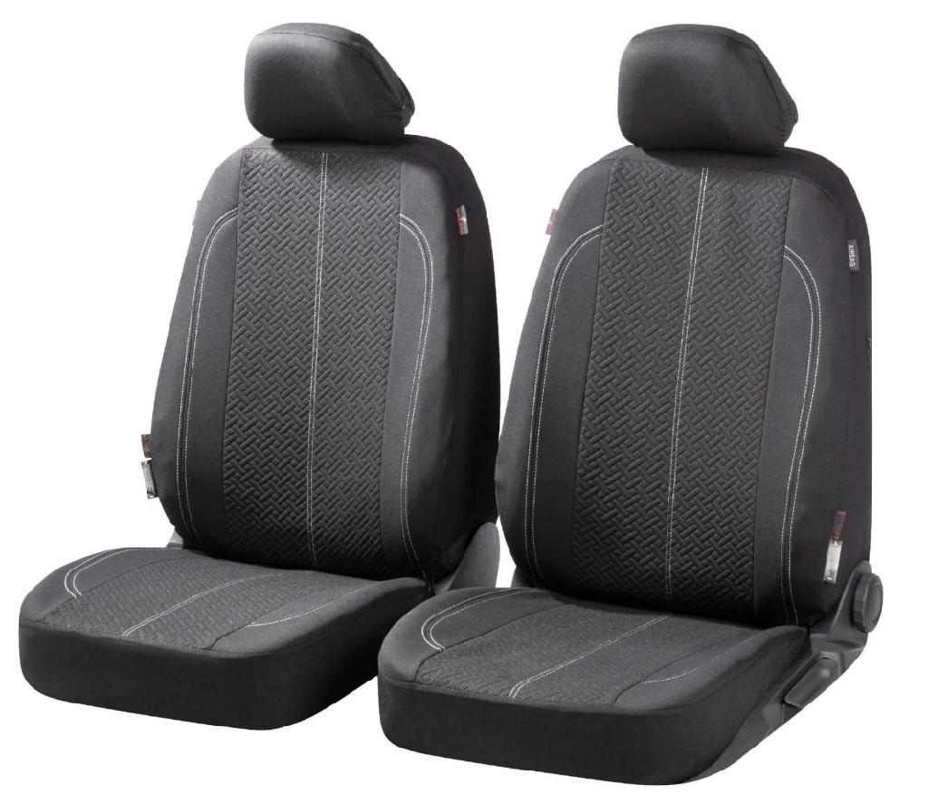 WALSER 11853 Universal Sitzschonbezug Vorne Paar Polyester Schwarz für VW