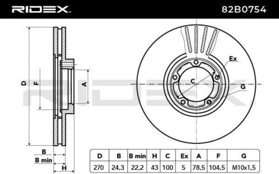 RIDEX 82B0754 2x Bremsscheiben Vorne Ø270mm Belüftet für FORD 1514235 Bild RIDEX 82B0754 2x Bremsscheiben Vorne Ø270mm Belüftet für FORD 1514235
