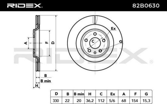 RIDEX 82B0630 2x Bremsscheiben Hinten Ø329,9mm Belüftet für AUDI A4 Avant Bild RIDEX 82B0630 2x Bremsscheiben Hinten Ø329,9mm Belüftet für AUDI A4 Avant