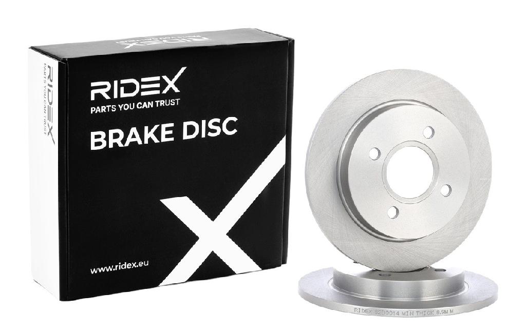 RIDEX 82B0014 2x Bremsscheiben Hinten Ø252,7mm voll für FORD 1073756