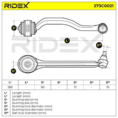RIDEX 273C0021 Lenker Radaufhängung Querlenker Front passend für MERCEDES-BENZ Bild RIDEX 273C0021 Lenker Radaufhängung Querlenker Front passend für MERCEDES-BENZ