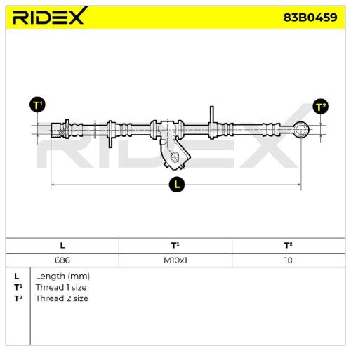 RIDEX Bremsschlauch 83B0459 VORNE rechts BREMSSCHLÄUCHE Länge: 675mm für HONDA Bild RIDEX Bremsschlauch 83B0459 VORNE rechts BREMSSCHLÄUCHE Länge: 675mm für HONDA