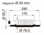 VEGAZ Flexrohr Auspuff Abgasrohr Ø50mm 170mm UFR-630 für VW Golf 5 Schrägheck