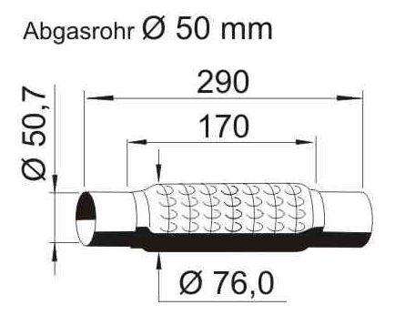 VEGAZ Flexrohr Auspuff Abgasrohr Ø50mm 170mm UFR-630 für VW Golf 5 Schrägheck Bild VEGAZ Flexrohr Auspuff Abgasrohr Ø50mm 170mm UFR-630 für VW Golf 5 Schrägheck