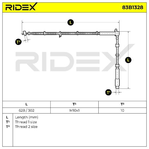 RIDEX Bremsschlauch 83B1328 VORNE links BREMSSCHLÄUCHE Länge: 935mm Bild RIDEX Bremsschlauch 83B1328 VORNE links BREMSSCHLÄUCHE Länge: 935mm