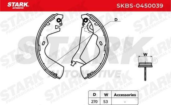 STARK Bremsbacken Satz für Trommelbremse Hinten mit Handbremshebel für HYUNDAI Bild STARK Bremsbacken Satz für Trommelbremse Hinten mit Handbremshebel für HYUNDAI