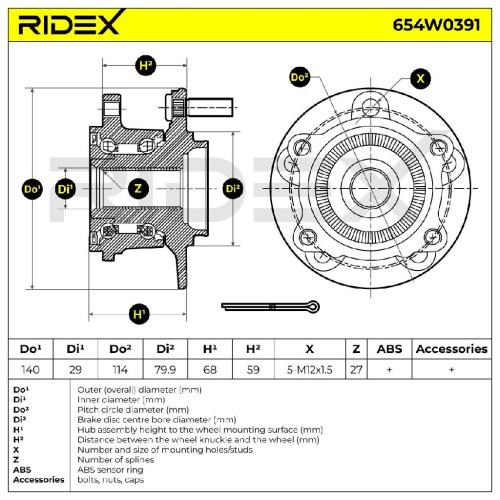 RIDEX 654W0391 Radlagersatz pro 1 Rad Hinten beidseitig für MITSUBISHI 373036 Bild RIDEX 654W0391 Radlagersatz pro 1 Rad Hinten beidseitig für MITSUBISHI 373036