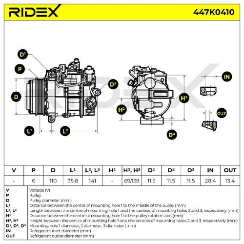RIDEX A/C Kompressor für Klimaanlage Klimakompressor mit ID: 6SBU16C PAG 46 mit Bild RIDEX A/C Kompressor für Klimaanlage Klimakompressor mit ID: 6SBU16C PAG 46 mit