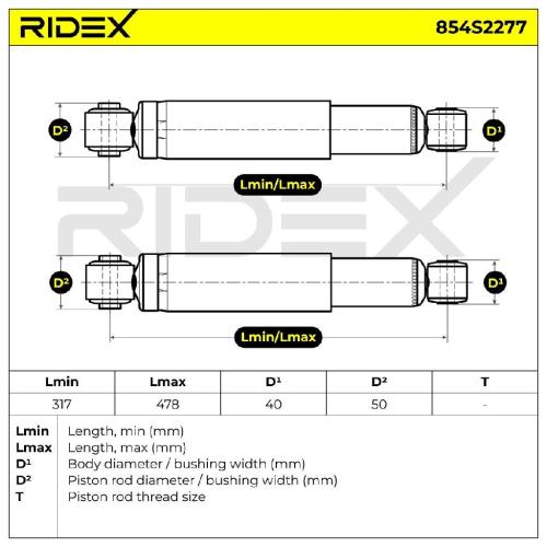 RIDEX 854S2277 2x Stoßdämpfer Gasdruck Hinten für AUDI A4 Avant (8ED, B7) Bild RIDEX 854S2277 2x Stoßdämpfer Gasdruck Hinten für AUDI A4 Avant (8ED, B7)