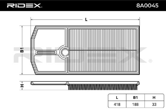 RIDEX 8A0045 Motor Luftfilter VierEckig Umluftfilter für VW Golf 1V Schrägheck Bild RIDEX 8A0045 Motor Luftfilter VierEckig Umluftfilter für VW Golf 1V Schrägheck