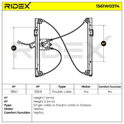 RIDEX 1561W0374 Fensterheber Vorne Links Elektrisch mit Elektromotor für RENAULT Bild RIDEX 1561W0374 Fensterheber Vorne Links Elektrisch mit Elektromotor für RENAULT