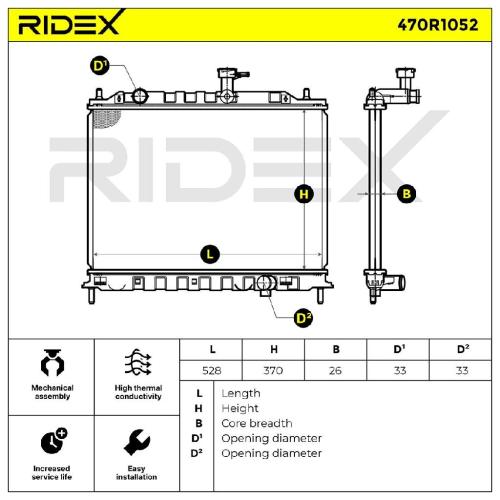 RIDEX 470R1052 Motorkühler / Wasserkühler für KIA RIO II (JB) 253101G300 Bild RIDEX 470R1052 Motorkühler / Wasserkühler für KIA RIO II (JB) 253101G300