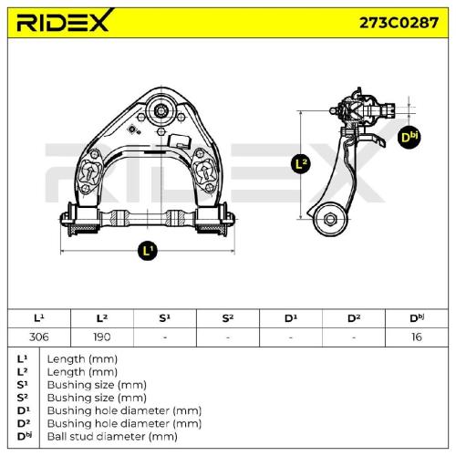 RIDEX 273C0287 Lenker Radaufhängung Querlenker Front links für MITSUBISHI Bild RIDEX 273C0287 Lenker Radaufhängung Querlenker Front links für MITSUBISHI