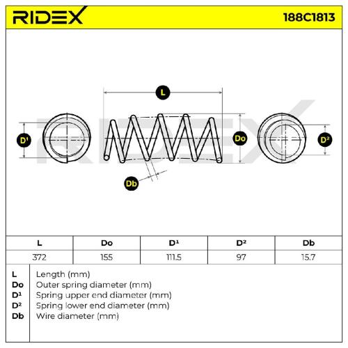 RIDEX 188C1813 2x Federn Fahrwerksfedern Vorne für RENAULT 93456882 Bild RIDEX 188C1813 2x Federn Fahrwerksfedern Vorne für RENAULT 93456882