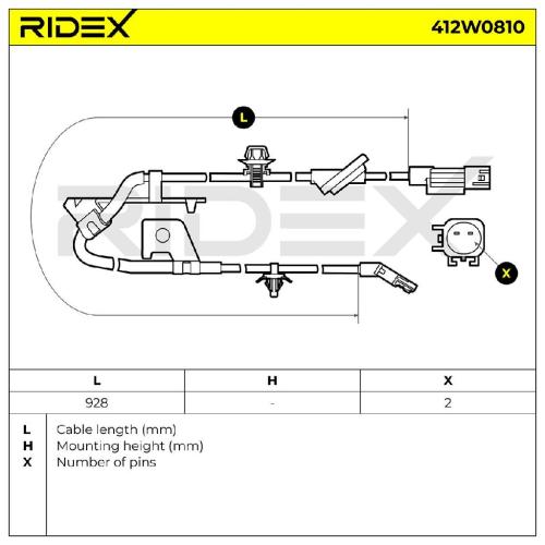 RIDEX ABS-Sensor 412W0810 Hinterachse rechts Sensorart: aktiver Sensor Anzahl Bild RIDEX ABS-Sensor 412W0810 Hinterachse rechts Sensorart: aktiver Sensor Anzahl