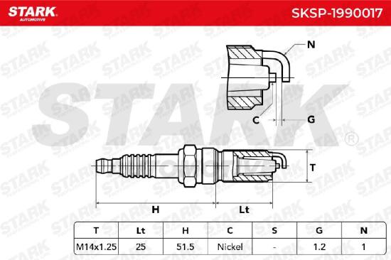 STARK SKSP-1990017 Zündkerze Nickel TT Nickel Spanner Size: 16 mm Gewindelänge: Bild STARK SKSP-1990017 Zündkerze Nickel TT Nickel Spanner Size: 16 mm Gewindelänge: