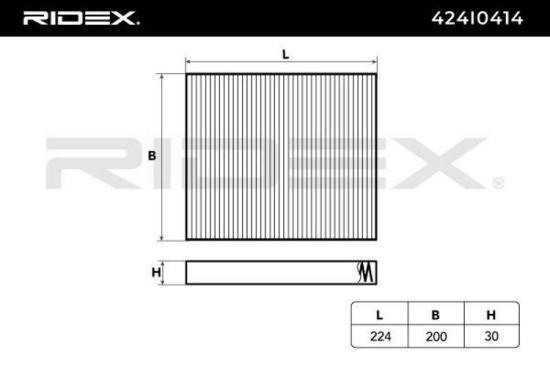 RIDEX 424I0414 Innenraumfilter Pollenfilter Aktivkohlefilter Höhe: 30 Breite: Bild RIDEX 424I0414 Innenraumfilter Pollenfilter Aktivkohlefilter Höhe: 30 Breite: