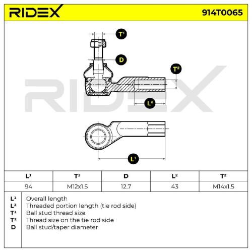 RIDEX Spurstangenkopf Vorderachse Vorderachse links Traggelenk FM14X1.5R für VW Bild RIDEX Spurstangenkopf Vorderachse Vorderachse links Traggelenk FM14X1.5R für VW