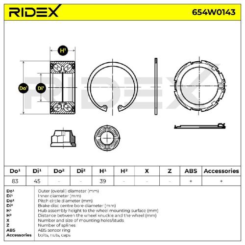 RIDEX 654W0143 Radlagersatz pro 1 Rad Vorne beidseitig Hinten für RENAULT Bild RIDEX 654W0143 Radlagersatz pro 1 Rad Vorne beidseitig Hinten für RENAULT
