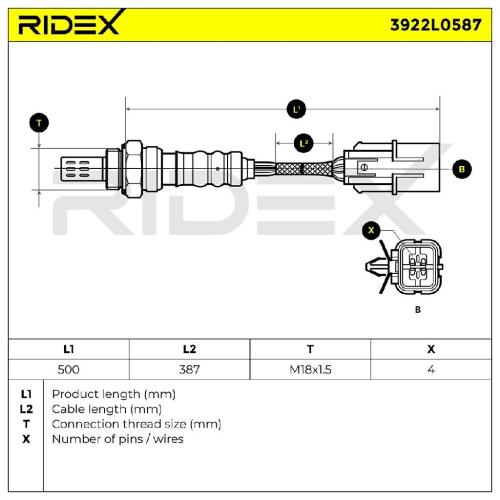 RIDEX 3922L0587 Lambdasonde Oxygen O2 Sensor Beheizt für MITSUBISHI MD327693 Bild RIDEX 3922L0587 Lambdasonde Oxygen O2 Sensor Beheizt für MITSUBISHI MD327693