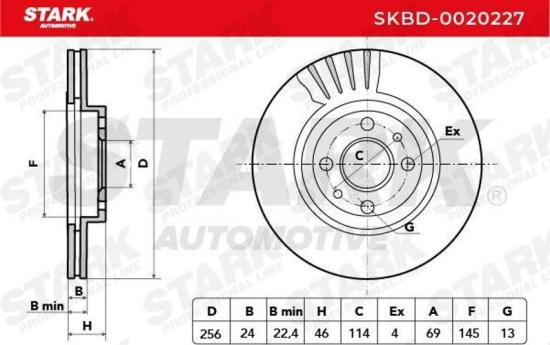 STARK SKBD-0020227 2x Bremsscheiben Vorne Ø256mm Belüftet für VOLVO Bild STARK SKBD-0020227 2x Bremsscheiben Vorne Ø256mm Belüftet für VOLVO