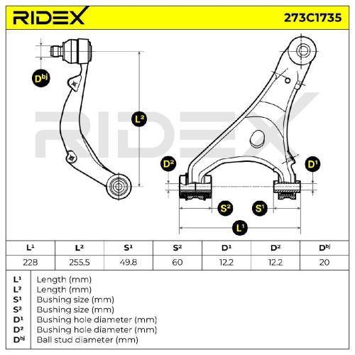 RIDEX 273C1735 Lenker Radaufhängung Querlenker Rear rechts für SUBARU 20252FG001 Bild RIDEX 273C1735 Lenker Radaufhängung Querlenker Rear rechts für SUBARU 20252FG001