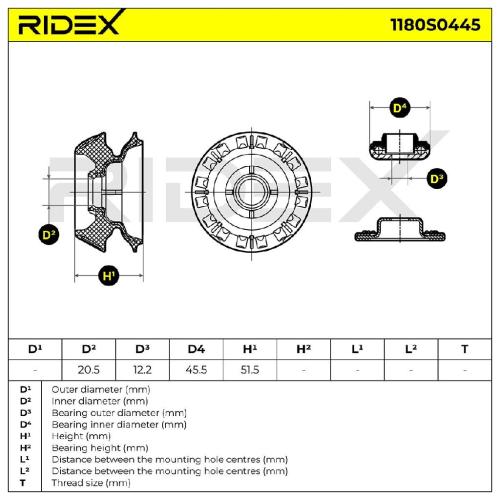 RIDEX 1180S0445 Federbeinstützlager mit Wälzlager Vorne für TOYOTA 4868252020 Bild RIDEX 1180S0445 Federbeinstützlager mit Wälzlager Vorne für TOYOTA 4868252020