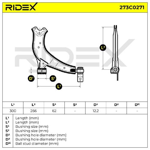 RIDEX 273C0271 Lenker Radaufhängung Querlenker für OPEL COMBO Kasten/Kombi Bild RIDEX 273C0271 Lenker Radaufhängung Querlenker für OPEL COMBO Kasten/Kombi