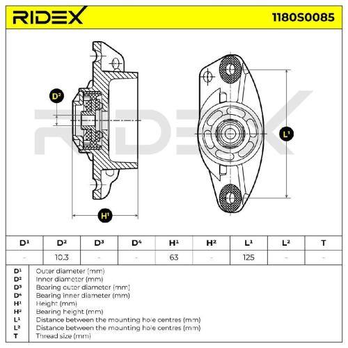 RIDEX 1180S0085 Federbeinstützlager ohne Kugellager Hinten für VW Golf 5I (5K1) Bild RIDEX 1180S0085 Federbeinstützlager ohne Kugellager Hinten für VW Golf 5I (5K1)