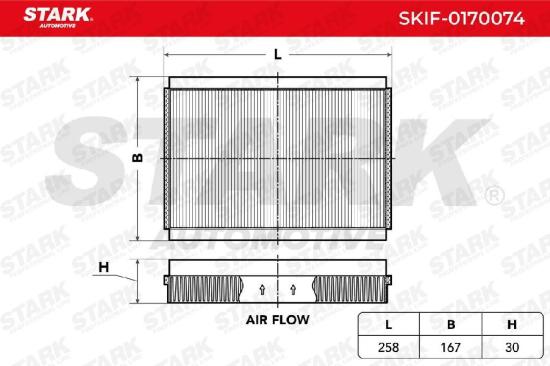 STARK SKIF-0170074 Innenraumfilter Pollenfilter Höhe: 30 Breite: 167 Länge: 258 Bild STARK SKIF-0170074 Innenraumfilter Pollenfilter Höhe: 30 Breite: 167 Länge: 258