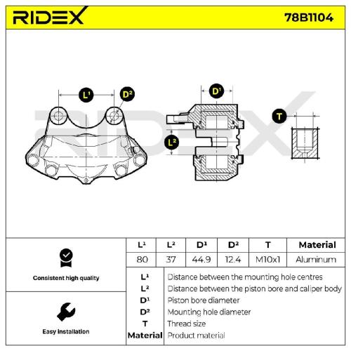 RIDEX 78B1104 Bremssattel Bremszange Vorne rechts für CITROËN C15 (VD-) für Bild RIDEX 78B1104 Bremssattel Bremszange Vorne rechts für CITROËN C15 (VD-) für