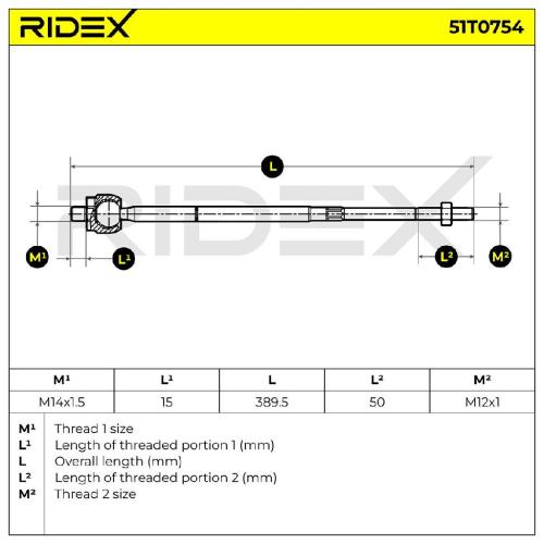 RIDEX Axialgelenk Spurstange Vorne beidseitig für SMART FORTWO Coupe (451) Bild RIDEX Axialgelenk Spurstange Vorne beidseitig für SMART FORTWO Coupe (451)