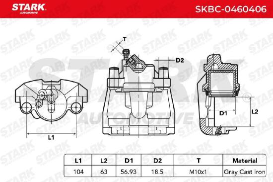 STARK SKBC-0460406 Bremssattel Bremszange Vorne rechts für FORD BPYK3361XA Bild STARK SKBC-0460406 Bremssattel Bremszange Vorne rechts für FORD BPYK3361XA