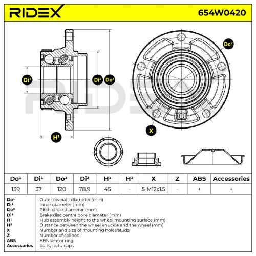 RIDEX 654W0420 Radlagersatz pro 1 Rad Vorne beidseitig für BMW 3 Limousine (E90) Bild RIDEX 654W0420 Radlagersatz pro 1 Rad Vorne beidseitig für BMW 3 Limousine (E90)