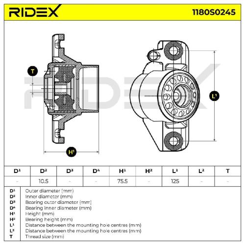 RIDEX 1180S0245 Federbeinstützlager ohne Kugellager Hinten oben für AUDI Bild RIDEX 1180S0245 Federbeinstützlager ohne Kugellager Hinten oben für AUDI