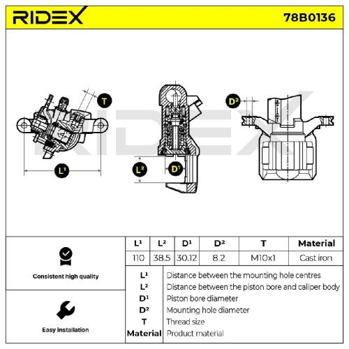 RIDEX 78B0136 Bremssattel Bremszange Hinten rechts für HONDA CIVIC VI Hatchback Bild RIDEX 78B0136 Bremssattel Bremszange Hinten rechts für HONDA CIVIC VI Hatchback