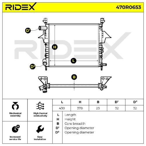 RIDEX 470R0653 Motorkühler / Wasserkühler für RENAULT Twingo 1 (C06) 7701042436 Bild RIDEX 470R0653 Motorkühler / Wasserkühler für RENAULT Twingo 1 (C06) 7701042436