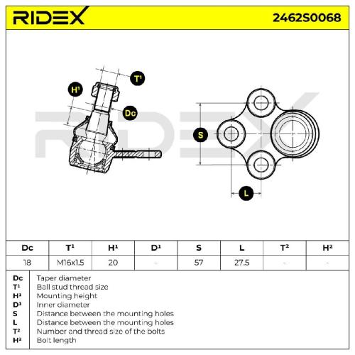 RIDEX 2462S0068 Traggelenk Führungsgelenk Vorne für OPEL Vivaro A Kastenwagen Bild RIDEX 2462S0068 Traggelenk Führungsgelenk Vorne für OPEL Vivaro A Kastenwagen