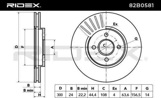 RIDEX 82B0581 2x Bremsscheiben Vorne Ø300mm Belüftet für FORD FOCUS Bild RIDEX 82B0581 2x Bremsscheiben Vorne Ø300mm Belüftet für FORD FOCUS
