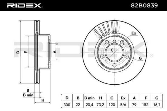 RIDEX 82B0839 2x Bremsscheiben Vorne Ø300mm Belüftet für BMW 1 Schrägheck Bild RIDEX 82B0839 2x Bremsscheiben Vorne Ø300mm Belüftet für BMW 1 Schrägheck