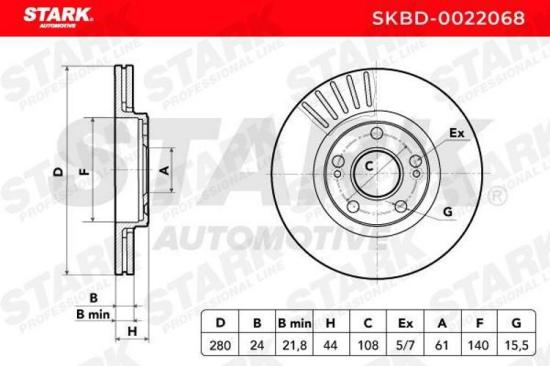 STARK SKBD-0022068 2x Bremsscheiben Vorne Ø280mm Belüftet für RENAULT Bild STARK SKBD-0022068 2x Bremsscheiben Vorne Ø280mm Belüftet für RENAULT