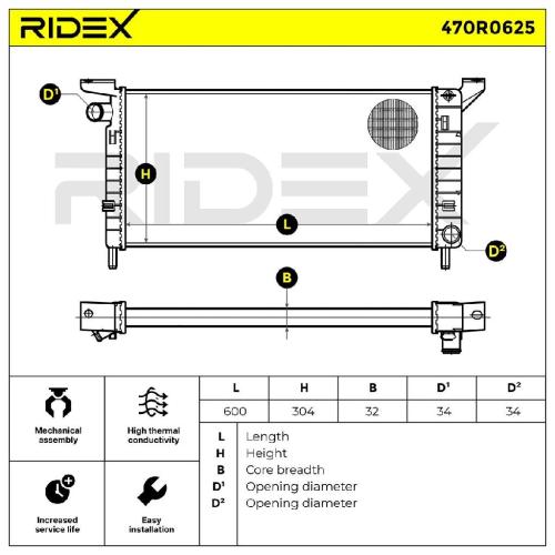 RIDEX 470R0625 Motorkühler / Wasserkühler für FORD ESCORT IV Cabriolet (ALF) Bild RIDEX 470R0625 Motorkühler / Wasserkühler für FORD ESCORT IV Cabriolet (ALF)