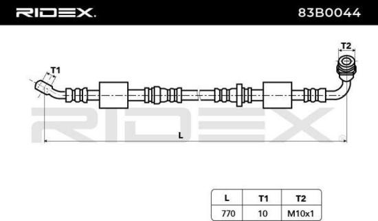 RIDEX Bremsschlauch 83B0044 VORNE links BREMSSCHLÄUCHE Länge: 770mm für SUZUKI Bild RIDEX Bremsschlauch 83B0044 VORNE links BREMSSCHLÄUCHE Länge: 770mm für SUZUKI