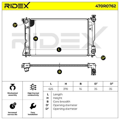 RIDEX 470R0762 Motorkühler / Wasserkühler für TOYOTA AVENSIS Kombi (T25) Bild RIDEX 470R0762 Motorkühler / Wasserkühler für TOYOTA AVENSIS Kombi (T25)
